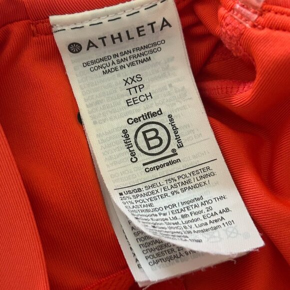 Athleta Crossed Bikini Top Size XXS  Vermillion Orange Cup A-C UPF Protection - Picture 6 of 11